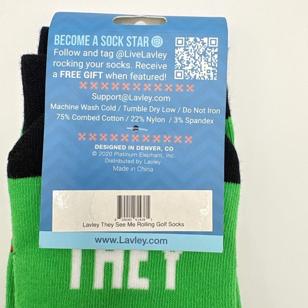 Lavley Golf Socks Unisex One Size‎ Green They See Me Rolling Funny Novelty Crew